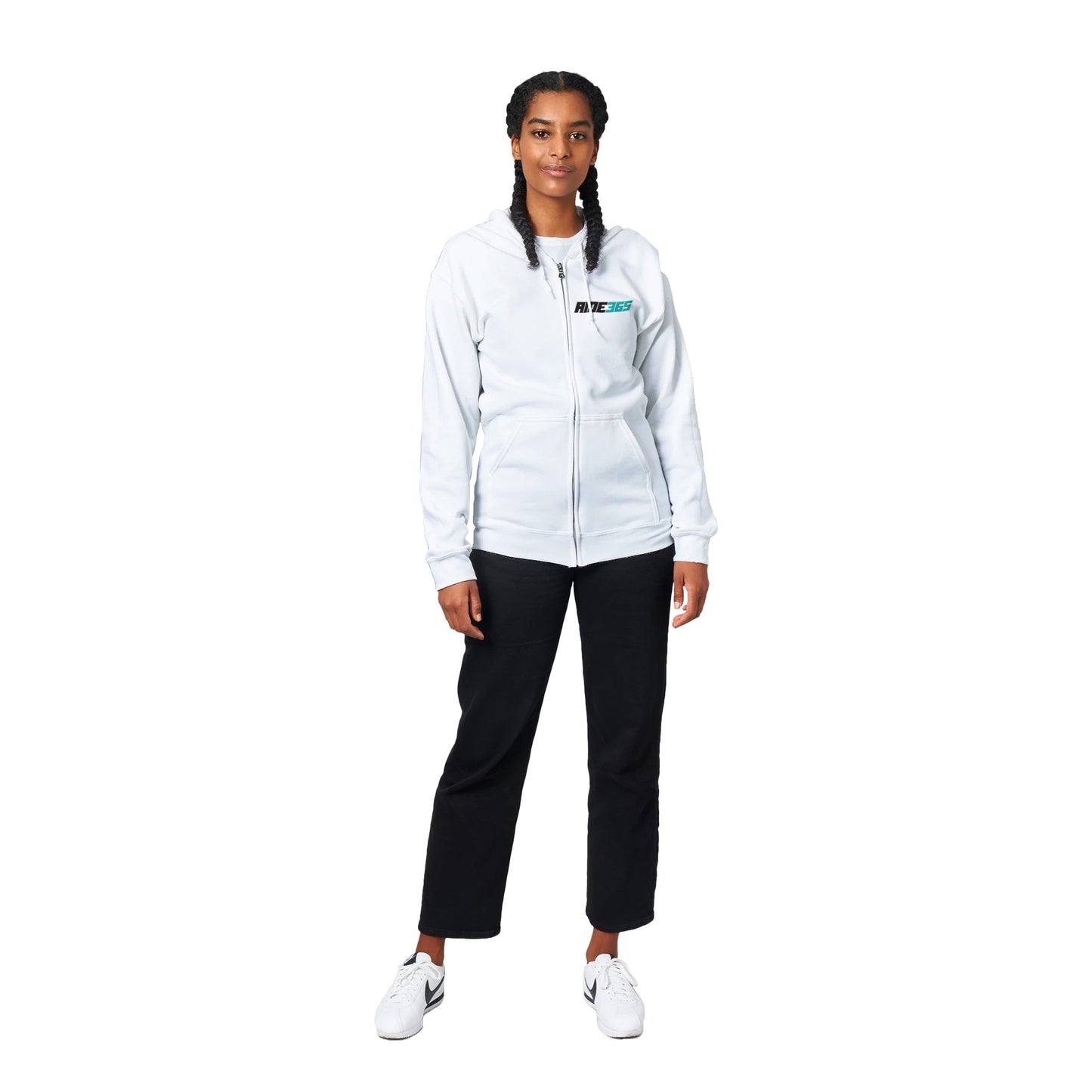 RIDE365 Classic Zip Hoodie White/Teal