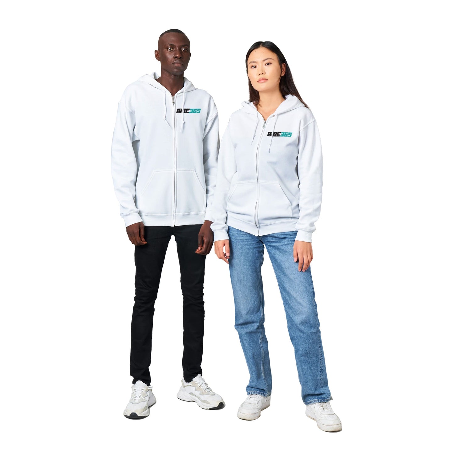 RIDE365 Classic Zip Hoodie White/Teal